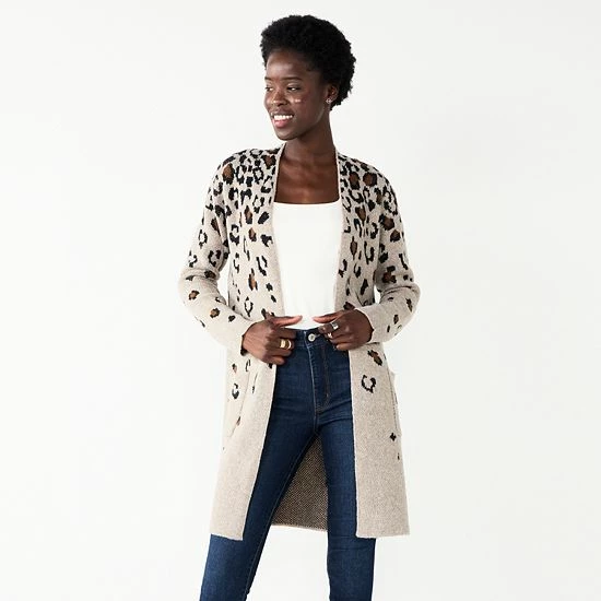 Women's Nine West Jacquard Long Cardigan Gray Abstract 17 Women's Nine West Jacquard Long Cardigan Gray Abstract - Image 17