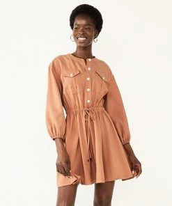 Women's Nine West Fit & Flare Utility Dress Mineral Black