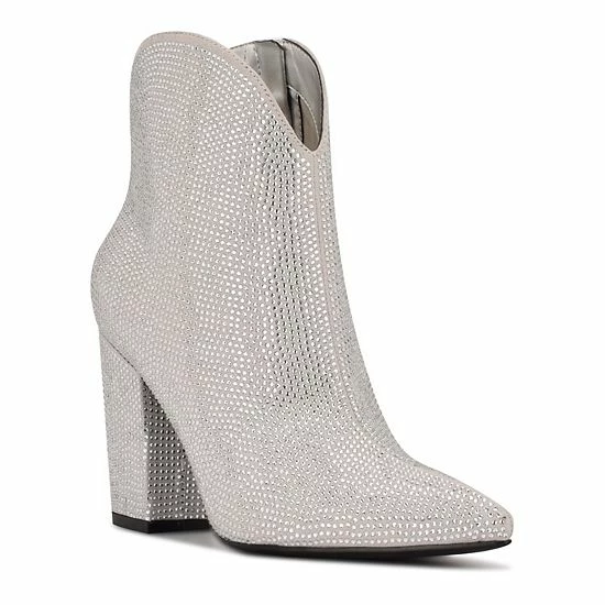 Nine West Ghost Women's Block Heel Ankle Boots Silver 6 Nine West Ghost Women's Block Heel Ankle Boots Silver - Image 6