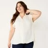Plus Size Nine West Short Sleeve Easy Lapel Shirt Mocha Frosting