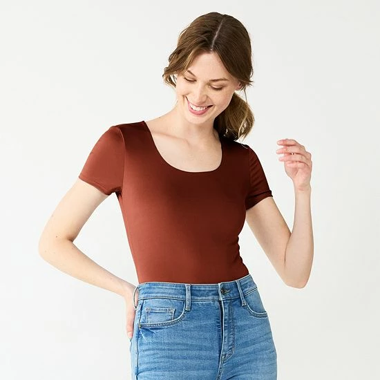 Women's Nine West Sculpt Short Sleeve Scoopneck Bodysuit Amythest Raisin 6 Women's Nine West Sculpt Short Sleeve Scoopneck Bodysuit Amythest Raisin - Image 6