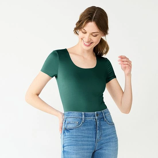 Women's Nine West Sculpt Short Sleeve Scoopneck Bodysuit Amythest Raisin 7 Women's Nine West Sculpt Short Sleeve Scoopneck Bodysuit Amythest Raisin - Image 7