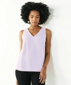 Petite Nine West V-Neck Tank Pansy Plum -Nine West Shop unnamed file 1730
