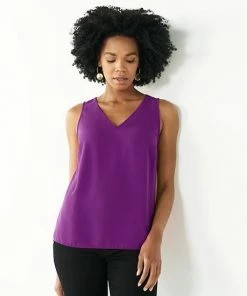 Petite Nine West V-Neck Tank Pansy Plum -Nine West Shop unnamed file 1738