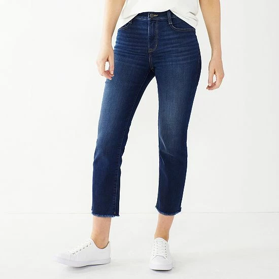 Petite Nine West Slimming Straight-Leg High-Waisted Crop Jeans Medium Wash 3 Petite Nine West Slimming Straight-Leg High-Waisted Crop Jeans Medium Wash - Image 3