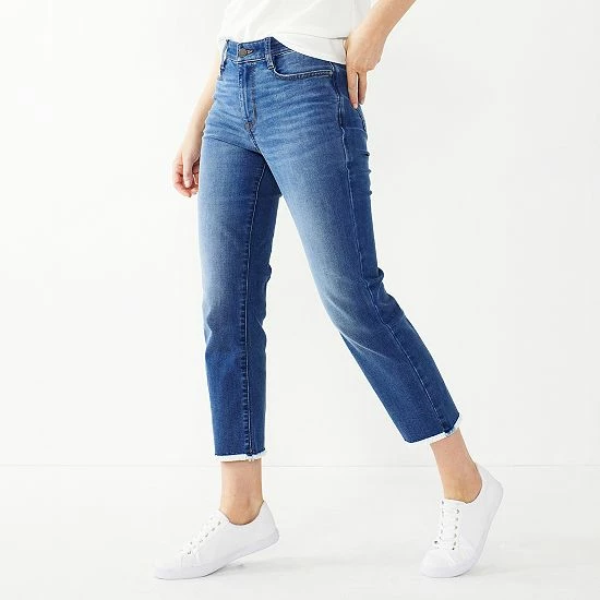Petite Nine West Slimming Straight-Leg High-Waisted Crop Jeans Medium Wash 4 Petite Nine West Slimming Straight-Leg High-Waisted Crop Jeans Medium Wash - Image 4