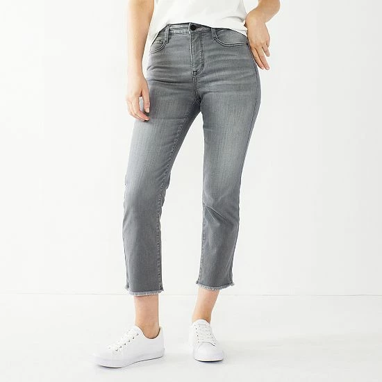 Petite Nine West Slimming Straight-Leg High-Waisted Crop Jeans Medium Wash 5 Petite Nine West Slimming Straight-Leg High-Waisted Crop Jeans Medium Wash - Image 5