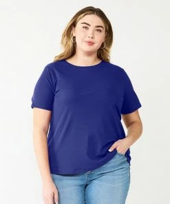 Plus Size Nine West Essential Crewneck Tee Infantry Olive Rib -Nine West Shop unnamed file 1765