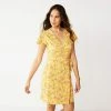 Women's Nine West Flutter Sleeve Wrap Dress Floaty Flowers Yellow