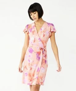 Women's Nine West Flutter Sleeve Wrap Dress Floaty Flowers Yellow -Nine West Shop unnamed file 1785