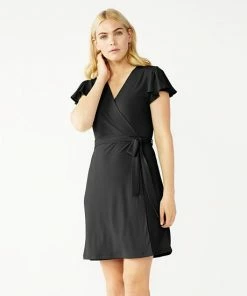 Women's Nine West Flutter Sleeve Wrap Dress Floaty Flowers Yellow -Nine West Shop unnamed file 1786