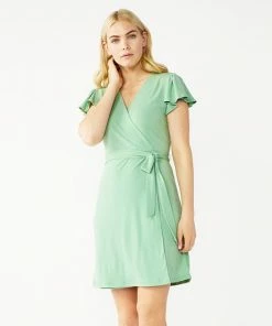 Women's Nine West Flutter Sleeve Wrap Dress Floaty Flowers Yellow -Nine West Shop unnamed file 1787