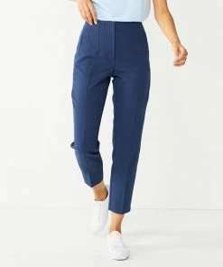 Petite Nine West High-Waisted Tapered Pants Navy Tan Houndstooth -Nine West Shop unnamed file 1798