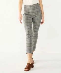 Petite Nine West Side Zip High-Waisted Skinny Ankle Pants Grey Tan Plaid -Nine West Shop unnamed file 1822