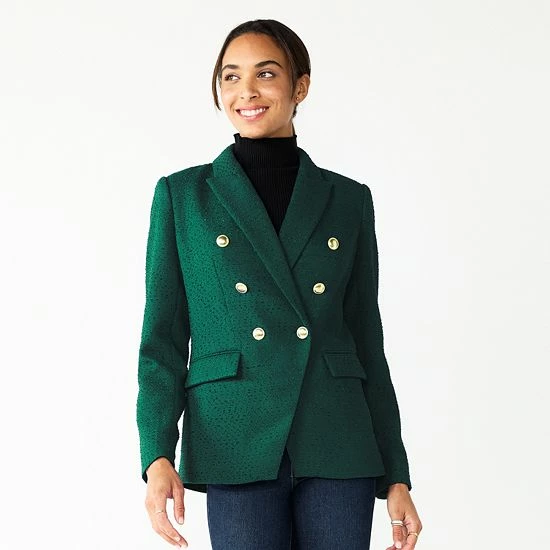 Petite Nine West Double Breasted Blazer Plaid Lurex 1 Petite Nine West Double Breasted Blazer Plaid Lurex