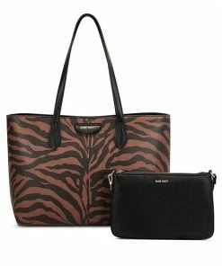 Nine West Landyn 2-Piece Tote & Shoulder Bag Set Black Saddle Tan