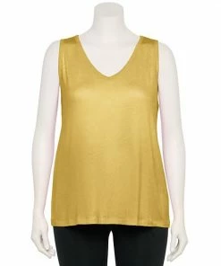 Plus Size Nine West Essential Easy V-Neck Tank Sage Camo -Nine West Shop unnamed file 1887