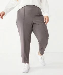 Plus Size Nine West Relaxed Pintucked Crop Pants Shark Cove