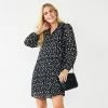 Petite Nine West Georgette Collar Pleated Dress Animal Spots