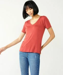 Women's Nine West Essential V-Neck Tee Sicily Tomato 34 Women's Nine West Essential V-Neck Tee Sicily Tomato -Nine West Shop unnamed file 193