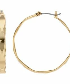 Nine West Wavy Flat Hoop Earrings Gold Tone -Nine West Shop unnamed file 1951