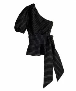 Women's Nine West One-Shoulder Tie Waist Peplum Top Blue Organic -Nine West Shop unnamed file 1961