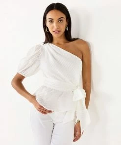 Women's Nine West One-Shoulder Tie Waist Peplum Top Blue Organic -Nine West Shop unnamed file 1964