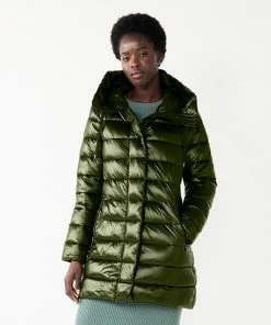 Women's Nine West Hooded Puffer Coat Deep Olive -Nine West Shop unnamed file 1995