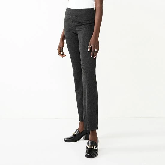 Petite Nine West Mid Rise Tummy Control Ponte Bootcut Pants Charcoal Herringbone 5 Petite Nine West Mid Rise Tummy Control Ponte Bootcut Pants Charcoal Herringbone - Image 5