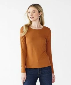 Women's Nine West Essential Soft-Spun Long Sleeve Crewneck Tee Black Animal -Nine West Shop unnamed file 202