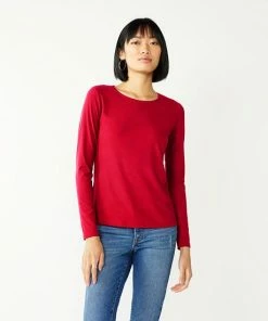 Women's Nine West Essential Soft-Spun Long Sleeve Crewneck Tee Black Animal -Nine West Shop unnamed file 208