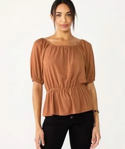 Women's Nine West Puff Sleeve Square Neck Peplum Top Mineral Black -Nine West Shop unnamed file 2094