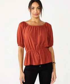 Women's Nine West Puff Sleeve Square Neck Peplum Top Mineral Black -Nine West Shop unnamed file 2097