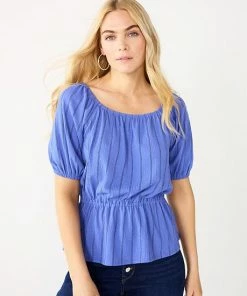 Women's Nine West Puff Sleeve Square Neck Peplum Top Mineral Black -Nine West Shop unnamed file 2099