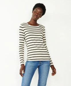 Women's Nine West Essential Soft-Spun Long Sleeve Crewneck Tee Black Animal -Nine West Shop unnamed file 211