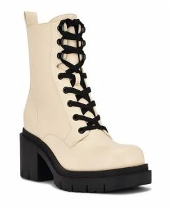 Nine West Juna Women's Combat Boots Ivory -Nine West Shop unnamed file 2114
