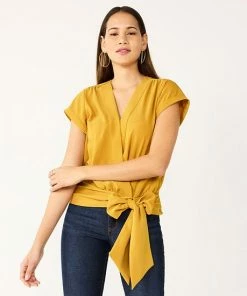 Women's Nine West Tie Waist Wrap Top Sicily Tomato