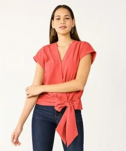 Women's Nine West Tie Waist Wrap Top Sicily Tomato -Nine West Shop unnamed file 2128