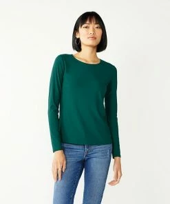 Women's Nine West Essential Soft-Spun Long Sleeve Crewneck Tee Black Animal -Nine West Shop unnamed file 213