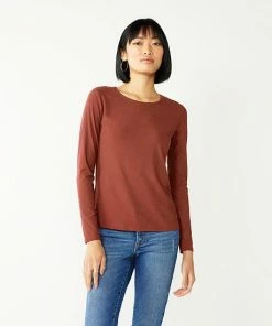 Women's Nine West Essential Soft-Spun Long Sleeve Crewneck Tee Black Animal -Nine West Shop unnamed file 216