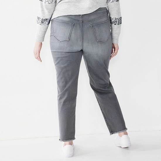 Plus Size Nine West Slimming High-Waisted Straight-Leg Crop Jeans Medium Wash 2 Plus Size Nine West Slimming High-Waisted Straight-Leg Crop Jeans Medium Wash - Image 2