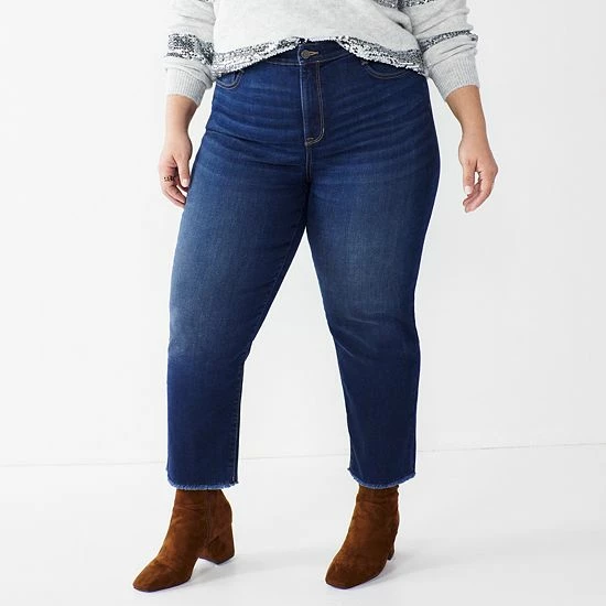 Plus Size Nine West Slimming High-Waisted Straight-Leg Crop Jeans Medium Wash 4 Plus Size Nine West Slimming High-Waisted Straight-Leg Crop Jeans Medium Wash - Image 4