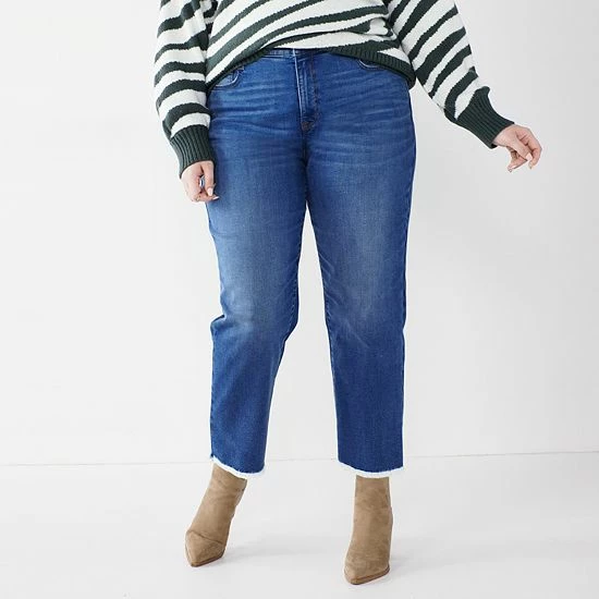 Plus Size Nine West Slimming High-Waisted Straight-Leg Crop Jeans Medium Wash 5 Plus Size Nine West Slimming High-Waisted Straight-Leg Crop Jeans Medium Wash - Image 5