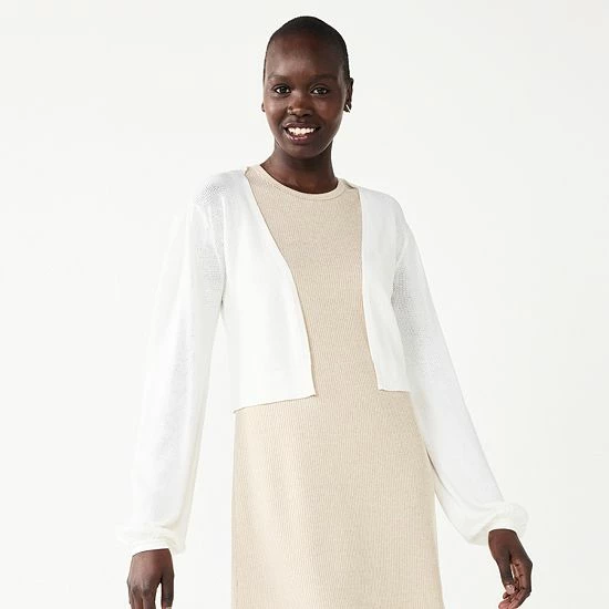 Women's Nine West Balloon Sleeve Open Front Cardigan Daisy Dew 6 Women's Nine West Balloon Sleeve Open Front Cardigan Daisy Dew - Image 6