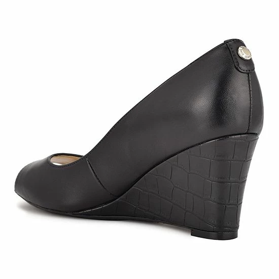 Nine West Cape 9x9 Women's Leather Wedge Heels Black 4 Nine West Cape 9x9 Women's Leather Wedge Heels Black - Image 4