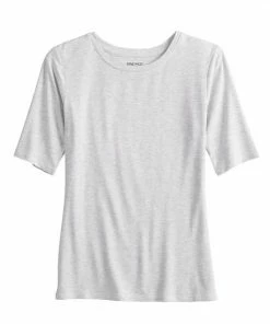 Women's Nine West Ribbed Fitted Elbow-Sleeve Tee Mocha Frosting -Nine West Shop unnamed file 224