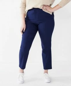 Plus Size Nine West Slim-Cut Ankle Pants Darkest Hour Gray