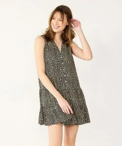 Women's Nine West Button-Front Tiered Drop-Waist Dress Cheetah Ditsy -Nine West Shop unnamed file 2304