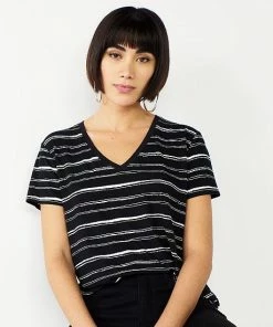 Petite Nine West Essential Short Sleeve V-Neck Tee Yellow Stripe 26 Petite Nine West Essential Short Sleeve V-Neck Tee Yellow Stripe -Nine West Shop unnamed file 2361