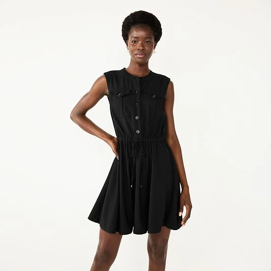 Women's Nine West Fit & Flare Sleeveless Utility Dress Mocha Frosting 6 Women's Nine West Fit & Flare Sleeveless Utility Dress Mocha Frosting - Image 6